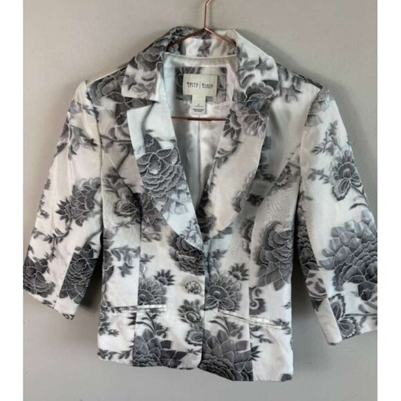 White House Black Market Women’s Floral Print 3/4 Sleeve Blazer Jacket Size 2 - Picture 4 of 11